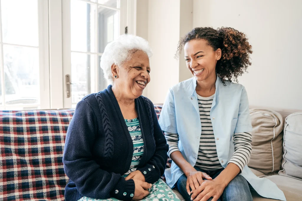 Adult child with elderly mom